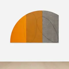 Robert Mangold, Curved Plane/Figure VIII, Study, 1995, acrylic, graphite and black pencil on canvas, in 3 parts