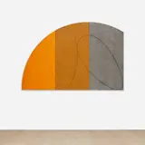 Robert Mangold, Curved Plane/Figure VIII, Study, 1995, acrylic, graphite and black pencil on canvas, in 3 parts