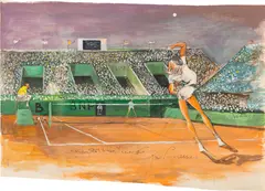 Ernie Barnes, Study Sketch for Tennis, 1989, acrylic and ink on paper