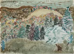 Autumn Hills by Milton Avery, 1941, watercolor on paper, sold Nov 2023