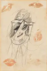 Willem de Kooning, Woman – Lipstick, 1952, graphite, pastel and lipstick on paper