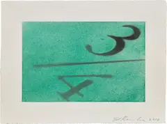 3/4 by Ed Ruscha, 2016, dry pigment and acrylic on paper, sold Nov 2023