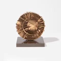 Disco by Arnaldo Pomodoro, 2002, bronze, sold Nov 2023