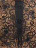 Rashid Johnson, The Barefoot Prophet, 2013, branded red oak flooring, black soap, wax and spray enamel, in 3 parts