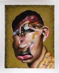 Nathaniel Mary Quinn, How Come Not Me, 2019, charcoal, gouache, soft pastel and oil pastel on Coventry vellum paper