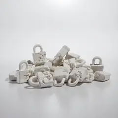 Crystal Eroded Locks by Daniel Arsham, 2013, crystal, shattered glass and Hydro-Stone, in 30 parts, offered Nov 2023