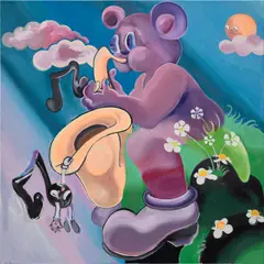 Alake Shilling, Bearly Hanging On, 2018, oil on canvas
