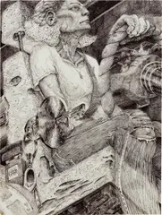 Danica Lundy, Press Here, Open, Eject, 2020, ballpoint pen on paper
