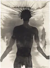 Learning to think VI by Antony Gormley, 2011, carbon and casein on paper, offered Nov 2023