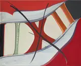 Thomas Scheibitz, Flyer, 2001, oil and marker on canvas