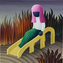 The Slide by Jordi Ribes, 2021, oil on canvas, sold Nov 2023
