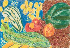 Lynne Mapp Drexler, Untitled (Still Life with Zucchini Squash), 1988, oil pastel on paper