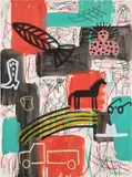 Jaune Quick–to–See Smith, Columbia River, 1988, acrylic, charcoal, ink and pastel on paper