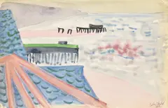 Abandoned Pier by Sally Michel Avery, 1957, watercolor on paper, sold Jul 2023