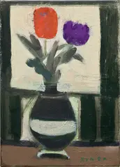 Janice Biala, Deux tulipes, 1991, oil on canvas