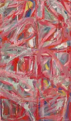 Spencer Lewis, The Pink Mirror Stage, 2013, acrylic, spray paint, gesso, tape, enamel and oil on canvas