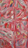 Spencer Lewis, The Pink Mirror Stage, 2013, acrylic, spray paint, gesso, tape, enamel and oil on canvas