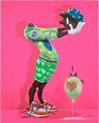 Brett Crawford, Untitled, 2021, screenprint with hand painting on paper
