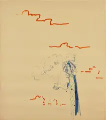 Untitled by George Condo, 1985, gouache, ink, tempera, crayon and pencil on paper, offered Jul 2023