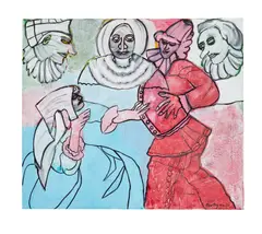 Italian Comedy by Grace Hartigan, 2001, oil on canvas, sold Jul 2023
