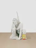 Adrián Villar Rojas, Angel from the series Lo que el fuego me trajo (What fire has brought me), 2008, plaster, wood, beer bottles and plastic bottles