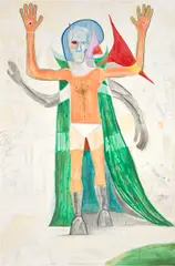 Jason Fox, I don't even know what okay is anymore, 2017, oil, acrylic, pencil, charcoal and crayon on canvas