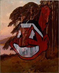 Untitled by Cyprien Gaillard, 2014, oil and screenprint on found canvas, offered Jul 2023