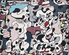 Jean Dubuffet, Inspecteurs Sinoque et Dingue, acrylic on canvas