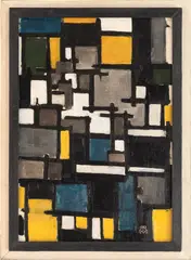 Theo van Doesburg, Composition (Seated Figure), 1918, oil on canvas, in artist's frame