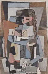 Pablo Picasso, Femme en corset lisant un livre, 1914-1918, oil and sand on canvas