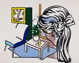 Roy Lichtenstein, Woman Contemplating a Yellow Cup (Study), 1994, tape, cut painted paper, cut printed paper and graphite pencil on board