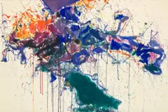 Sam Francis, Purple, Orange & Green, 1958, watercolor on paper