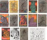 Dieter Roth, 2 times 5 DOGS (D. 361), 1978-1979, The complete set of 13 offset lithographs in colors, one tipped to the cover (as issued) and one unique 'speedy drawing' in graphite, folded (as issued), on wove and laid paper, the full sheets, contained in the original cardboard folder