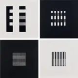 Dieter Roth, Book AC (D. 27), 1958-1964, The complete set of 24 hand-cut slotted sheets, on black and white screenprinted wove paper, the full sheets, loose (as issued), with title page, all contained in the original black linen-covered portfolio with white printed title
