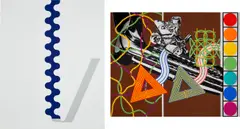 Gerald Laing and Peter Phillips, Slide; and Custom Print II, from 11 Pop Artists, Volume II (I. & H. 3), 1965, Two screenprints in colors, one with collage, on wove paper and styrene, the full sheets