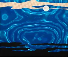Roy Lichtenstein, Moonscape, from 11 Pop Artists, Volume I (C. 37), 1965, Screenprint in colors, on blue Rowlux, the full sheet