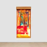 Robert Rauschenberg, Sling-Shots Lit #4, from Sling-Shots Lit (G. 1173), 1985, Monumental lightbox with lithograph in colors with screenprint, and assemblage with a sailcloth, Mylar, a fluorescent light fixture, aluminum, a moveable window shade system, and Plexiglas bars