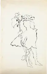 Child in Elf Costume by Andy Warhol, c. 1956, Black ink drawing, on Strathmore paper, sold Feb 2023