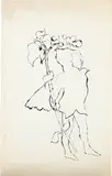 Andy Warhol, Child in Elf Costume, c. 1956, Black ink drawing, on Strathmore paper