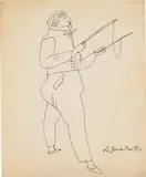 Andy Warhol, Costumed Figure, c. 1955, Black ink drawing, on wove paper