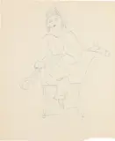 Andy Warhol, Female Costume Figure, c. 1955-1957, Blue ink drawing, on wove paper, with an additional blue ink drawing on the reverse
