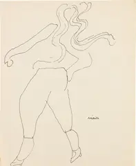Meista by Andy Warhol, c. 1952, Black ink drawing, on wove paper, sold Feb 2023