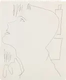 Andy Warhol, A Profile of a Young Man Looking Up, c. 1955, Black ink drawing, on wove paper