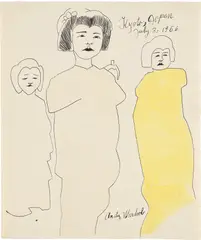 Andy Warhol, Kyoto, 1956, Black ink drawing with hand-coloring, on laid paper