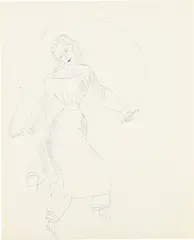 Woman Jumping Rope by Andy Warhol, c. 1955, Blue ink drawing, on wove paper, sold Feb 2023