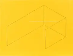 Untitled (J. 1) by Fred Sandback, 1970, Screenprint in colors, on yellow laid paper, with full margins, sold Feb 2023