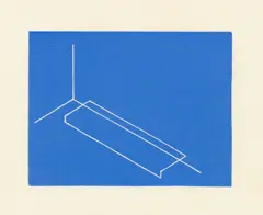 Fred Sandback, Untitled (J. 34), 1975, Linocut in blue, on Japanese paper, with full margins