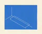 Fred Sandback, Untitled (J. 34), 1975, Linocut in blue, on Japanese paper, with full margins