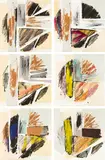 Michael Heizer, #3 Untitled; #16 Untitled; #18 Untitled; #19 Untitled; #23 Untitled; and #24 Untitled, from Monotype, Collage Series (see T. 227), 1976-1979, Six unique collages of cut and torn lithographs, screenprints and monotypes in colors, on Rives BFK paper mounted to rag board (as issued), the full sheets