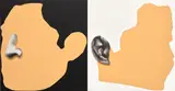 John Baldessari, Two Profiles, One with Nose (B & W); One with Ear (B & W), from Noses & Ears, Etc.: The Gemini Series (H. 166), 2006, Screenprint in colors with collage and hand-painted additions, on Rives BFK and Lanaquarelle paper mounted to Sintra (as issued), the full sheets, contained in the original artist's specified frame
